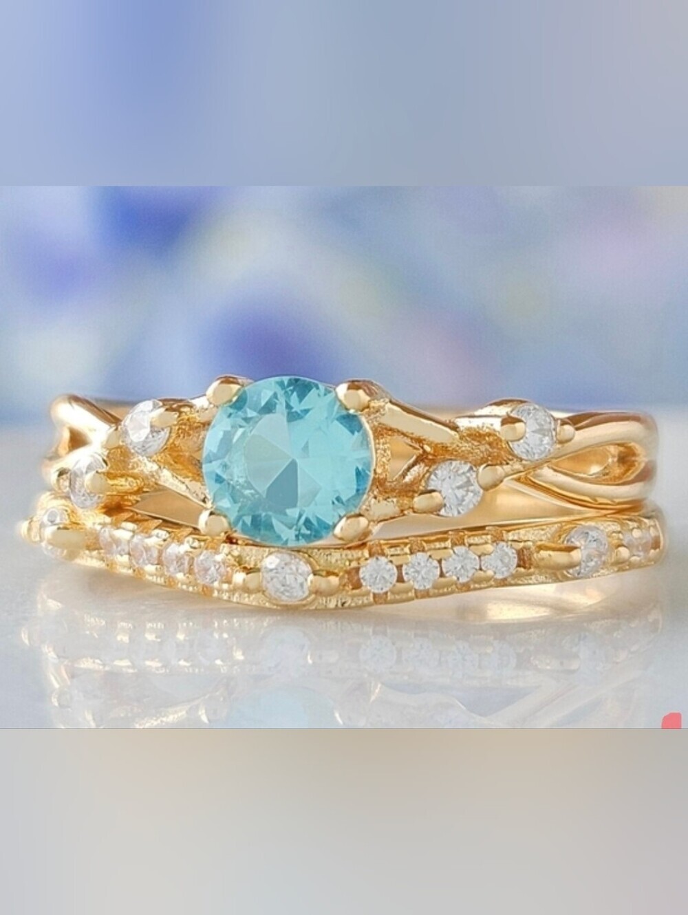 STERLING GOLD TURQUOISE SZ 7